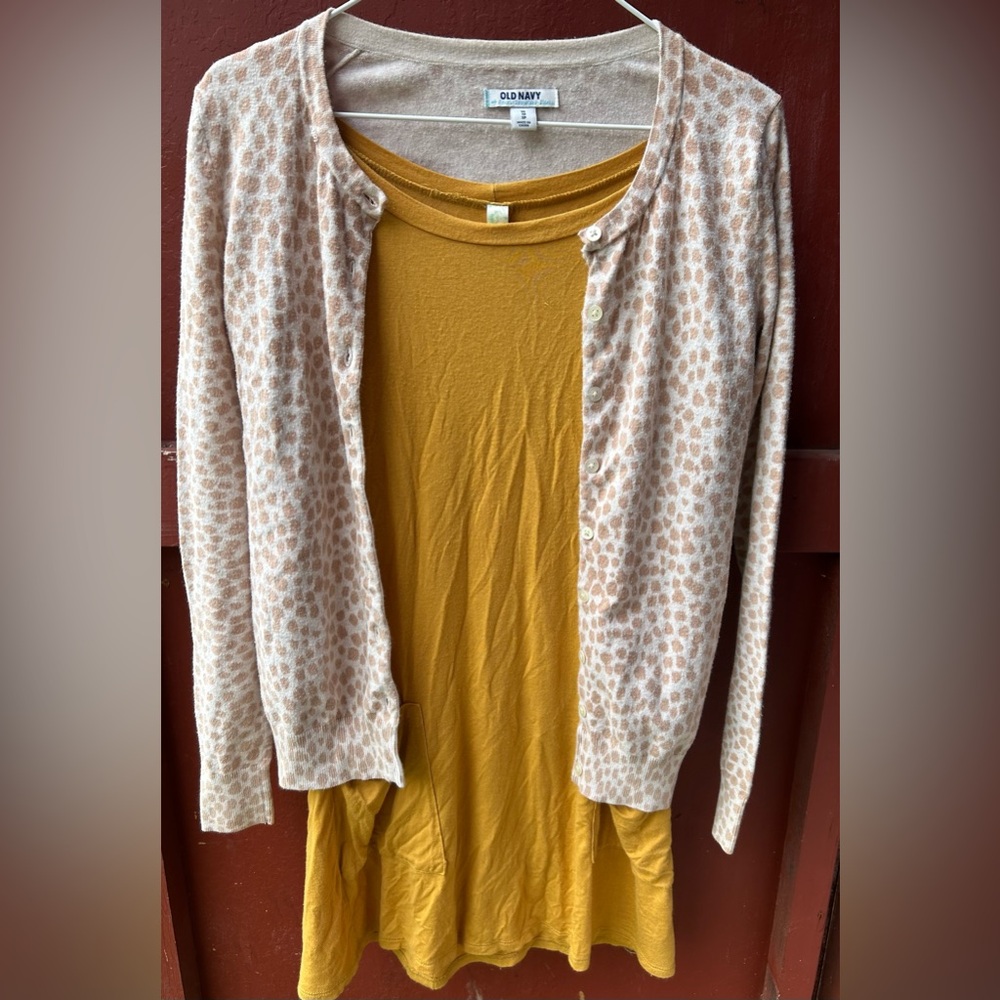 Old Navy cardigan with Mustard Dress